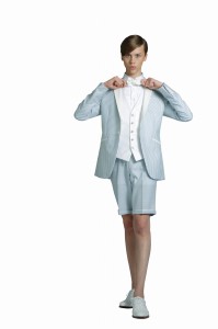 タキシード 白 青 ストライプ ハーフパンツ 短パン 結婚式 新郎 レンタル